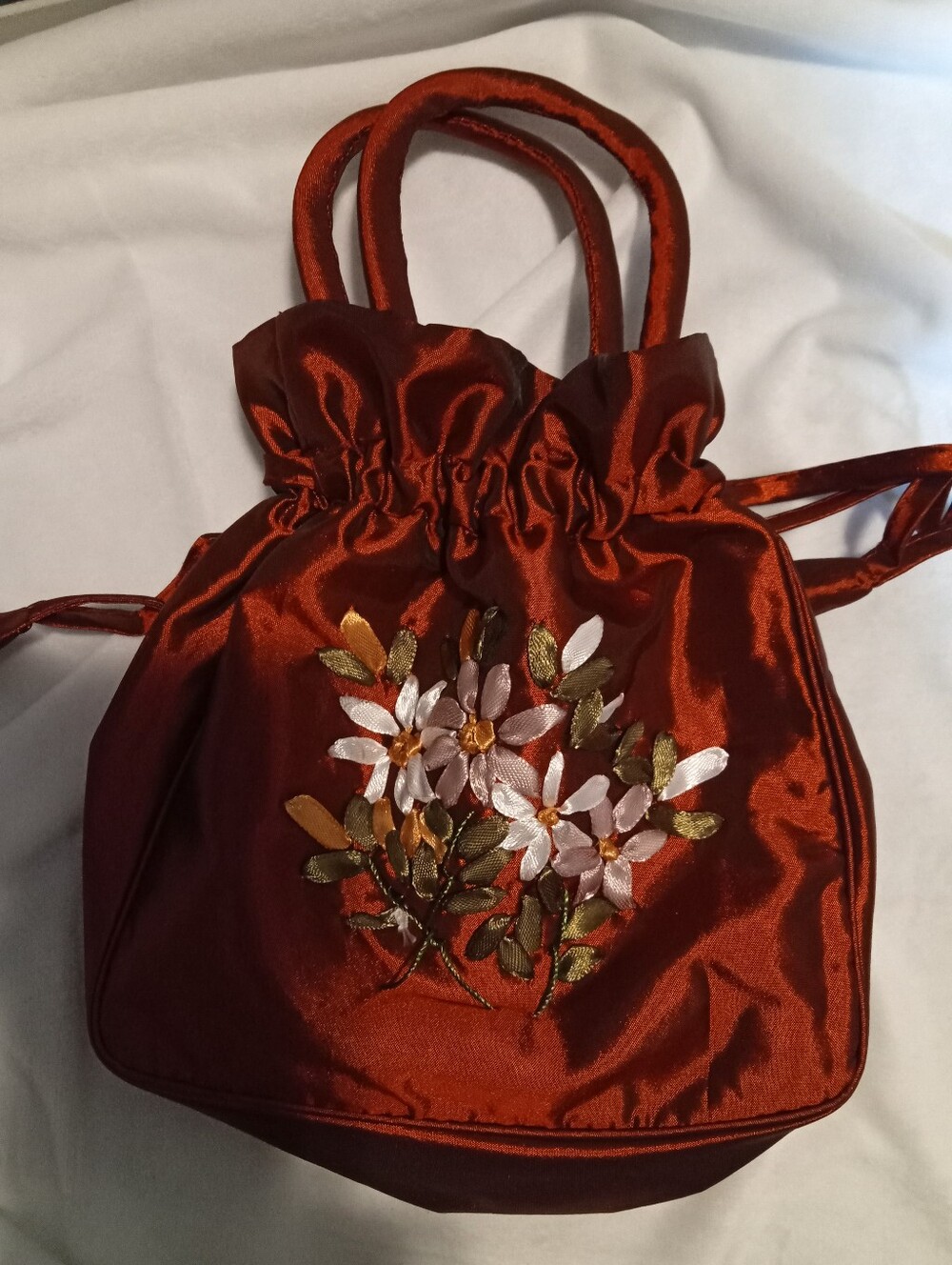 Maroon Floral Nylon Embroidered Women’s Tote Bag